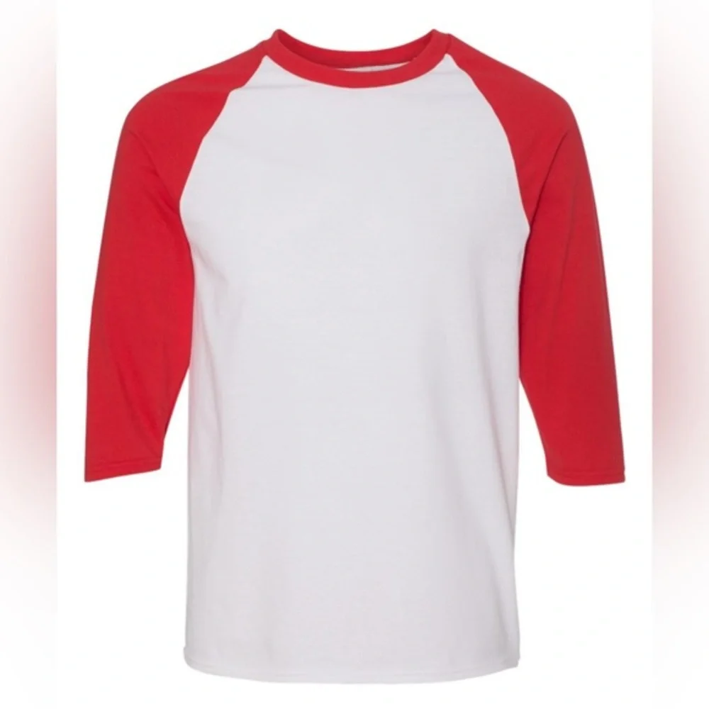 Gildan‎ youth XL Raglan three quarter sleeve baseball t-shirt NWOT RED